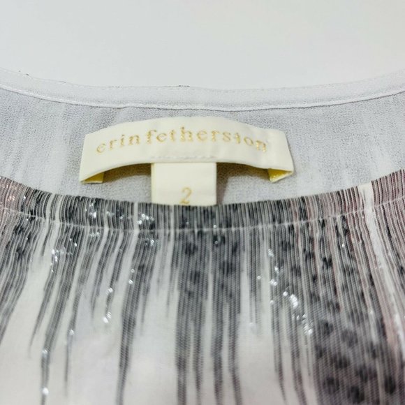 Erin Fetherston Silk Metallic Ikat Blouse Top - Picture 5 of 8
